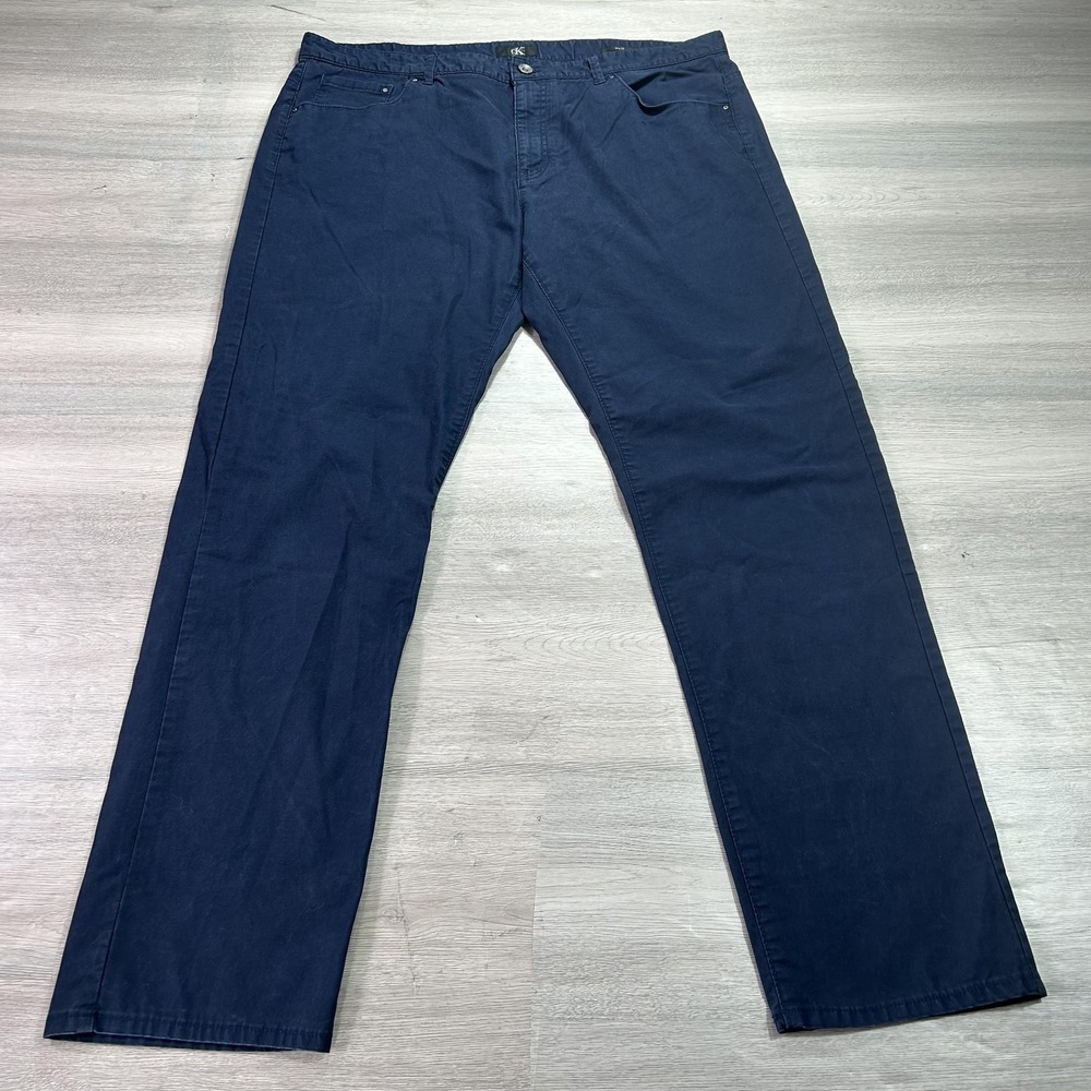 Calvin Klein Pants Mens 40x32 Blue Slim Fit Stretch Chino Casual Flat Front
